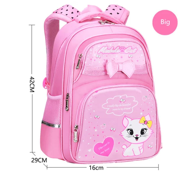 Fengdong girl school bag cute black pink PU leather school waterproof backpack kawaii cat bow knot school bag for children gift
