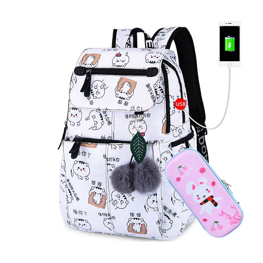 Fengdong kids black pink floral school backpack children school bags for girls student girl cute pen pencil bag set dropshipping