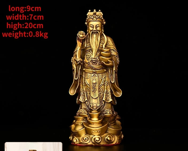 Fengshui Copper God of Wealth Ornaments Yuan Bao Ru Yi Home Office Desk Decor Buddha Ornaments Sculptures