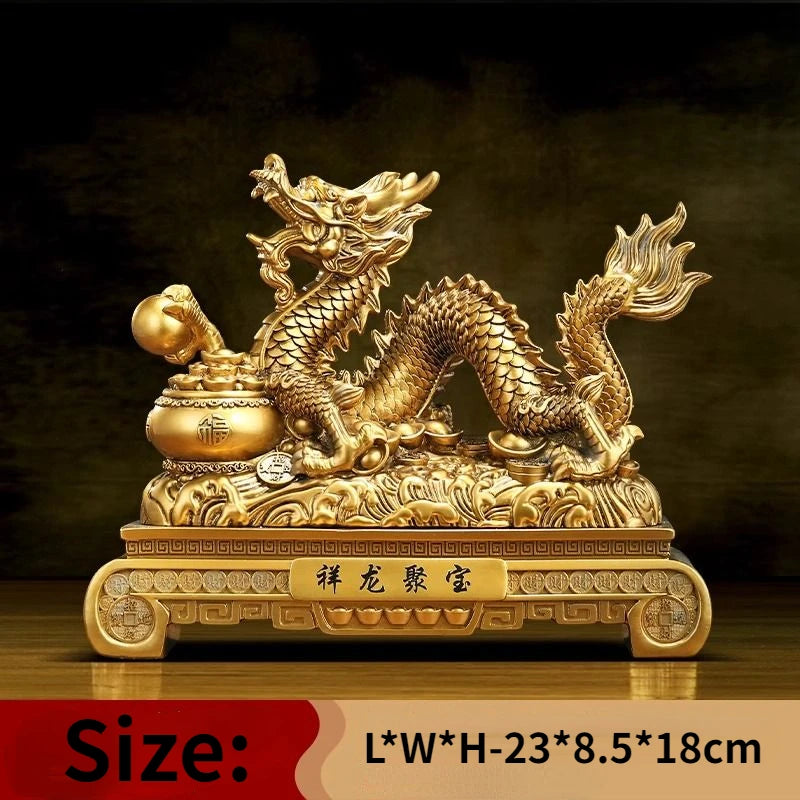 Fengshui Golden Dragon Ornaments Attract Wealth and Prosperity Living Room Foyer TV Cabinet Office Decoration Opening Gift
