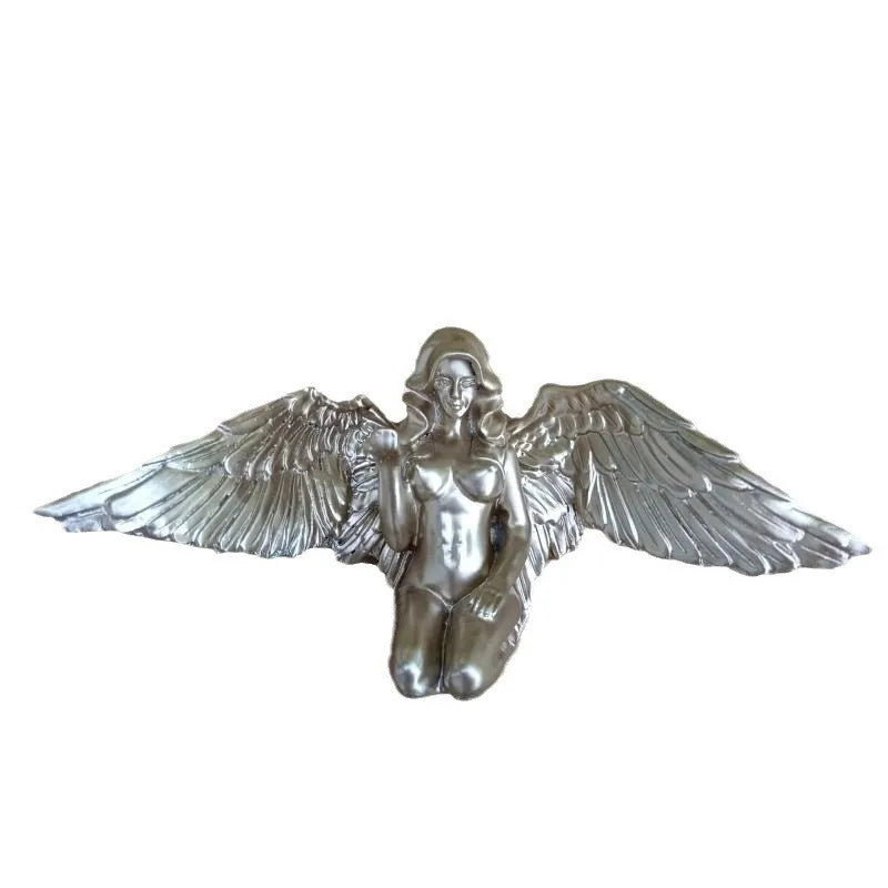 Figurines & Miniatures Silver Angel Wings Resin Crafts Desktop Ornaments Garden Ornaments Home Decor Angel Cabochon