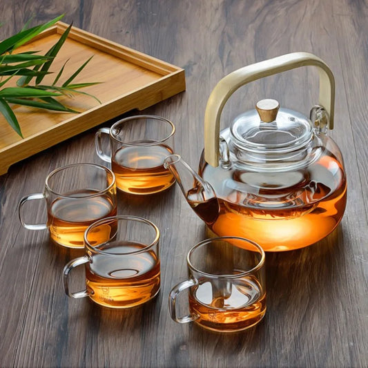 Filterable Glass Tea Pot Stainless Steel Filter Steaming of Tea Set Puer Kettle Coffee Glass Pot Convenient Office TeaPot