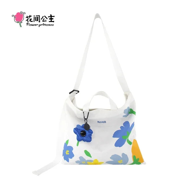 Flower Princess Noise Women's Bag 2024 Trend Klein Blue Shoulder Tote Big Crossbody Nylon Cloth Designer Bags For Women