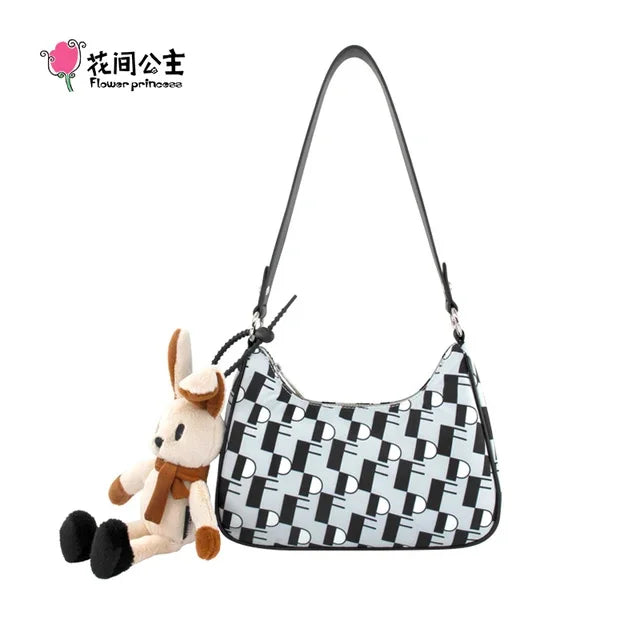 Flower Princess Women's Bag Fashion New 2024 Trend Cute Designer Female Handbags Shoulder Underarm Crossbody Bags for Women