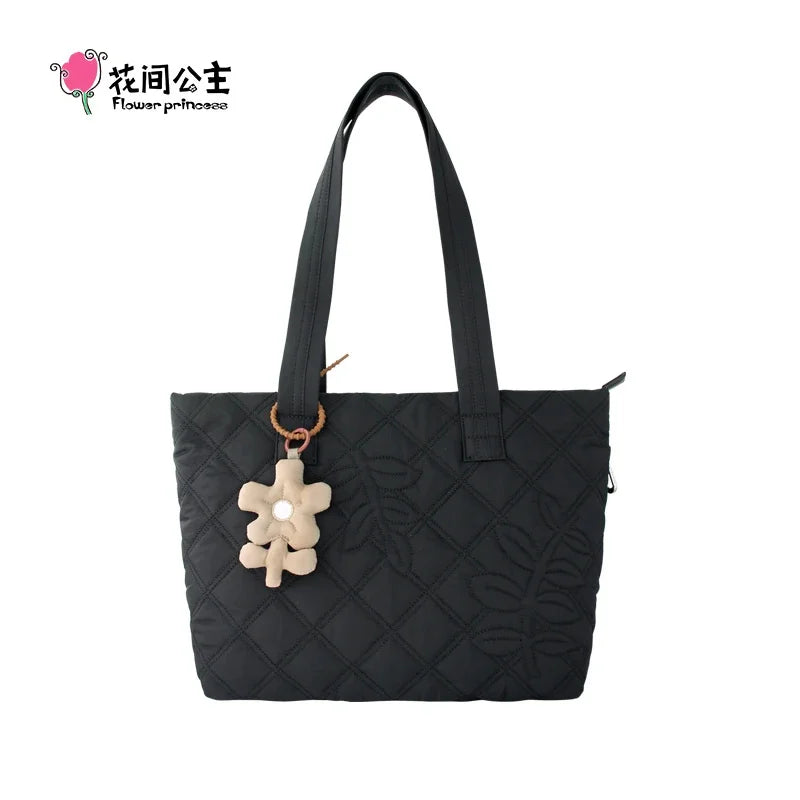 Flower Princess Women's Bag New 2024 Trend Fashion Designer Brand Shoulder Tote Handbag Quilted Female Big Large Bags for Women