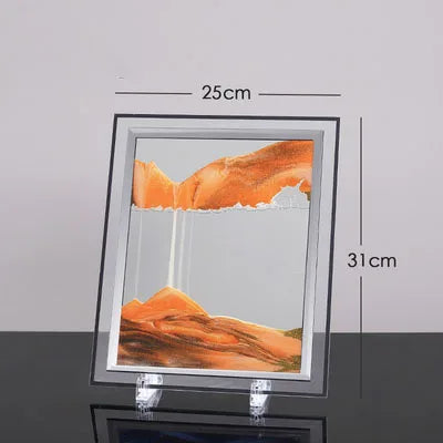 Flowing Sand Painting,Round Glass 3D Natural Landscape Dynamic Art Sand Painting for Home Ornament Desktop Art Bookshelves Decor