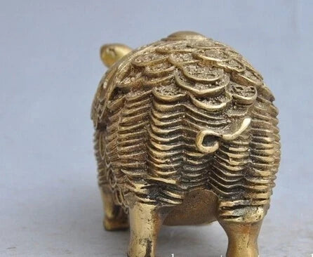 Free Shipping 15.5cmm 6" Japanese bronze copper wealth money lucky Auspicious pigs animal beast statue