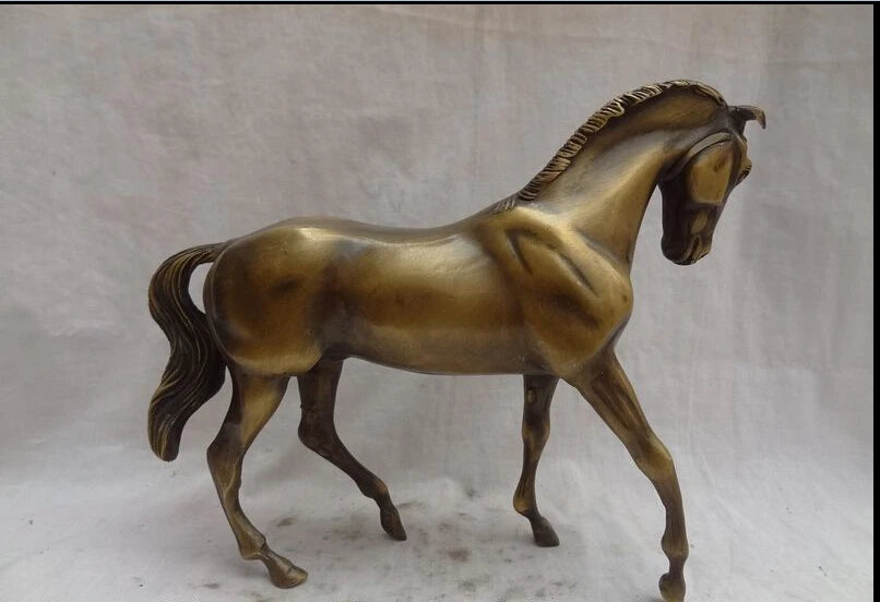Free Shipping Chinese Bronze Carved Animal Steed Year Zodiac Tang Running Horse Statue 27cm
