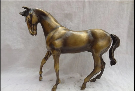 Free Shipping Chinese Bronze Carved Animal Steed Year Zodiac Tang Running Horse Statue 27cm