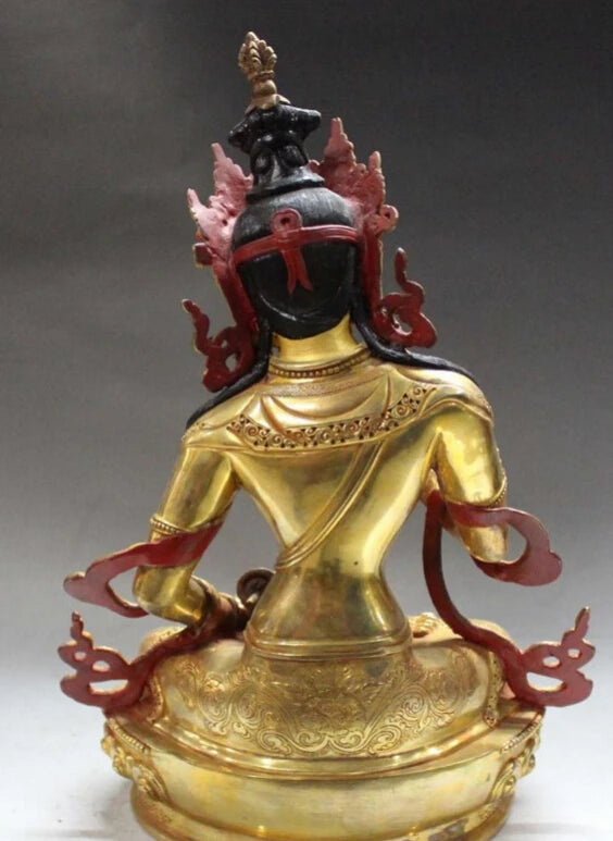 Free Shipping Tibet Buddhism Bronze 24K Gold Vajradhara Vajrabhairava Goddess Buddha Statue
