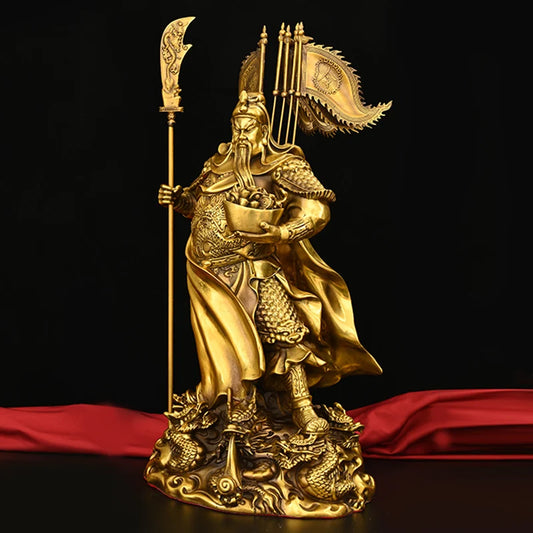 Free shipping Tibetan Copper Nine Dragon Guan Gong Guan Yu warrior Buddha Statue
