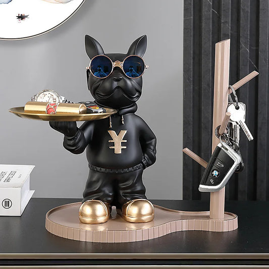 French Bulldog Sculpture Dog Ornaments for Room Tabletop Decor Dog Butler Design Statue for Home Resin Nordic Decor