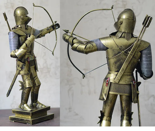 GIFT TOP COOL fashion office home shop bar decorative art Retro Iron medieval Roman armor Warrior art statue-JS621 45CM