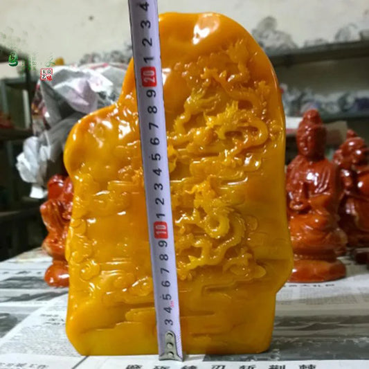 GOOD 24cm LARGE # office HOME Shop hall efficacious FENG SHUI Talisman Mascot 9 Dragons jade carving Sculpture lucky statue