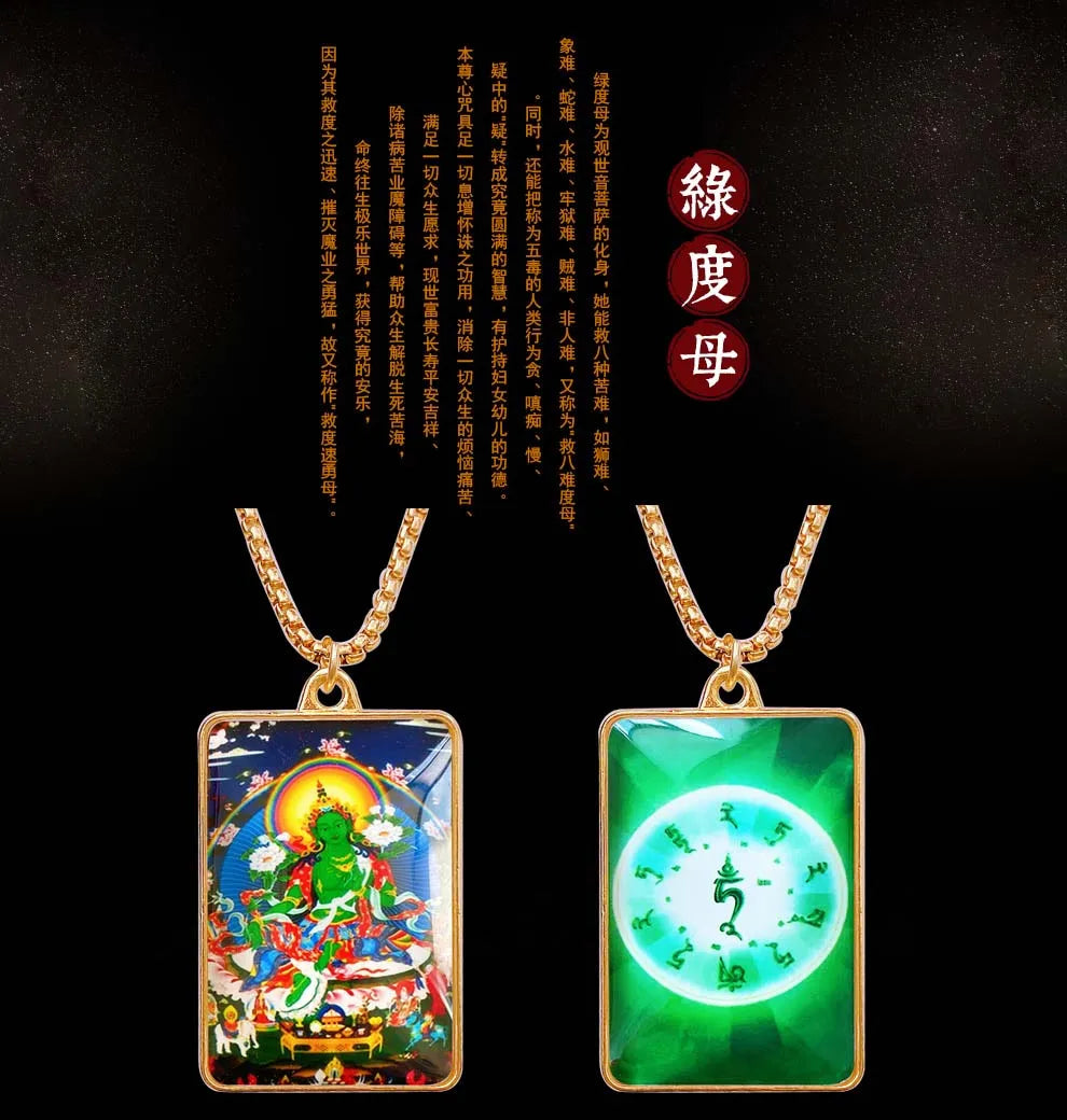 GOOD Asia Thailand Tibet efficacious safety good luck exorcise evil spirit Amulet goddess Green Tara Guanyin Buddha Pendant