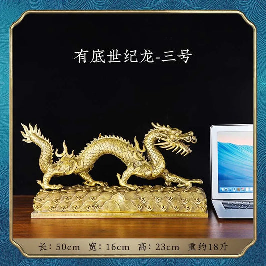 GOOD Asia royal supernatural Dragon statue home Patron saint Company thriving business Money good luck brass Sculpture