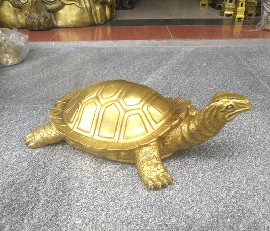 GOOD # HOME Courtyard TOP decoration ART Town house bring in wealth talisman Mascot gold turtle brass FENG SHUI Statue 41CM