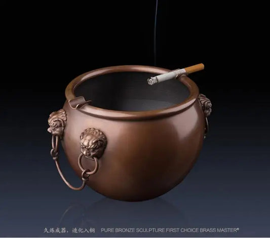 GOOD LUCK CHINA the Imperial Palace royal Handmade FENG SHUI brass Ashtray statue HOME company business BEST GIFT