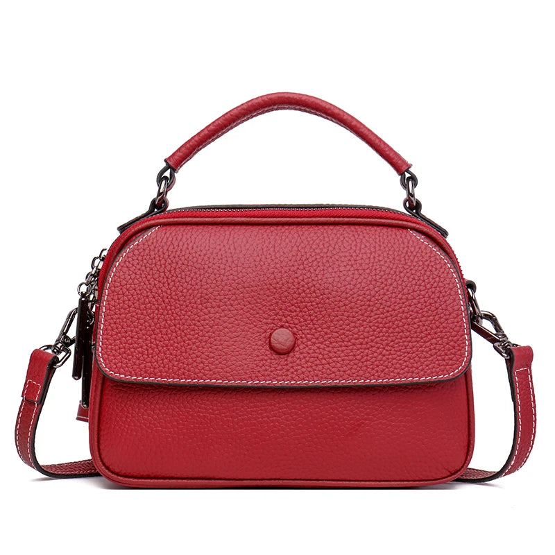 Genuine Leather 3 Layer Large Capacity Tote Bag High Quality Cow Leather Shoulder Crossbody Bags for Women 2022 Female Handbags