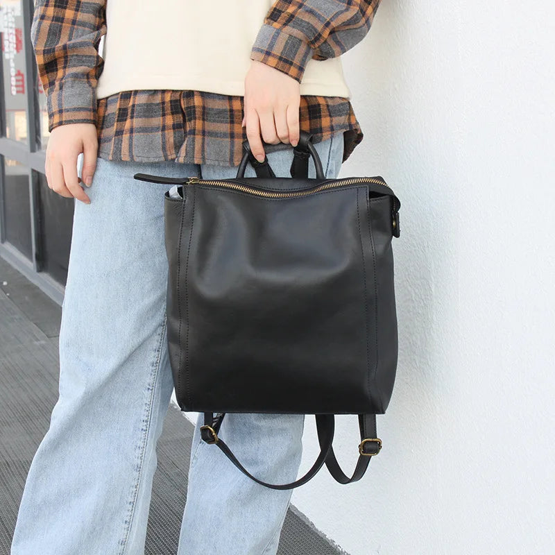 Genuine Leather Backpack For Women Casual Travel Large Capacity Back Packs High Quality Fashion Mochilas Laptop Trip Bag Bolsas