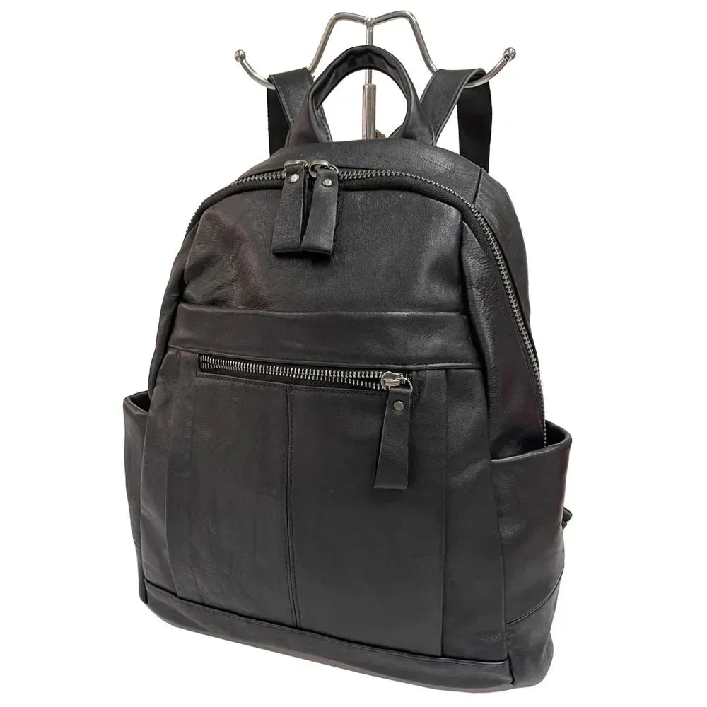 Genuine Leather Backpacks Women Luxury Soft Real Cow Leather Backpack for Travel Black Fashion Designer Back Pack Bag Female