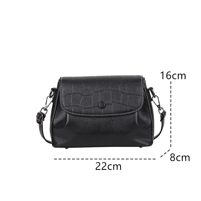 Genuine Leather Bag For Women 2023 High Quality Cowhide Ladies Shoulder Crossbody Bag Vintage Female Handbag Black Lady Tote Sac