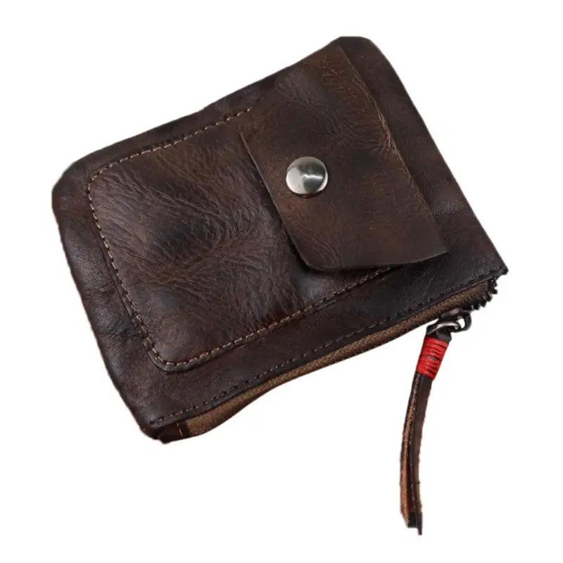 Genuine Leather Coin Purse Vintage Mini Zipper Wallets Case Storage Bag Card Holder Pocket for Men Women