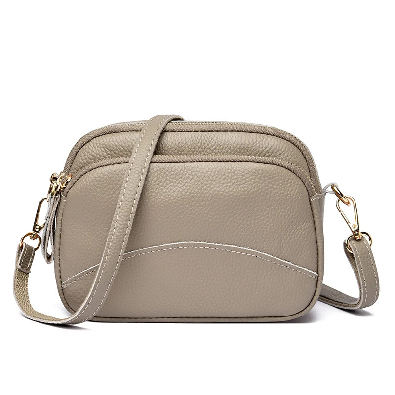 Genuine Leather Handbag Women's Bag 2022 Fashion Solid Color Cow Women Shoulder Crossbody Bag Luxury Ladies Phone Bag And Purses