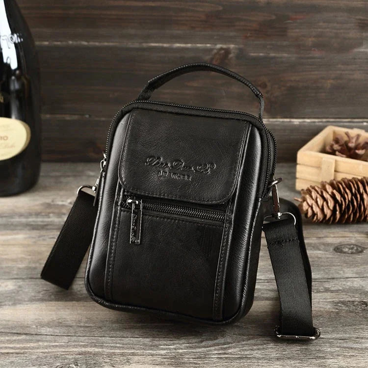 Genuine Leather Men Small Messenger Cross body Fanny Bags Casual Pouch Male Cowhide Handbag Belt Hip Shoulder Bag Waist Pack