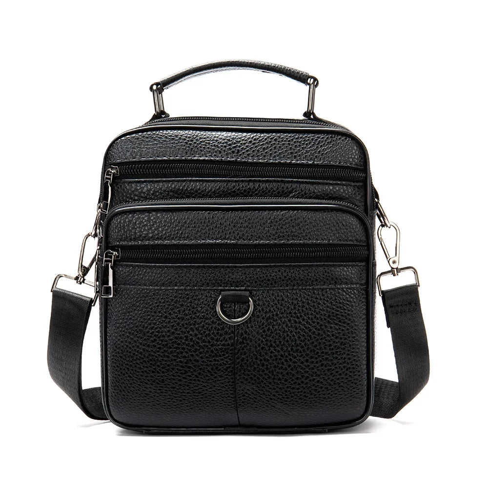 Genuine Leather Men's Shoulder Vintage Cowhide Messenger Multifunction Crossbody Bag Casual Man Handbag