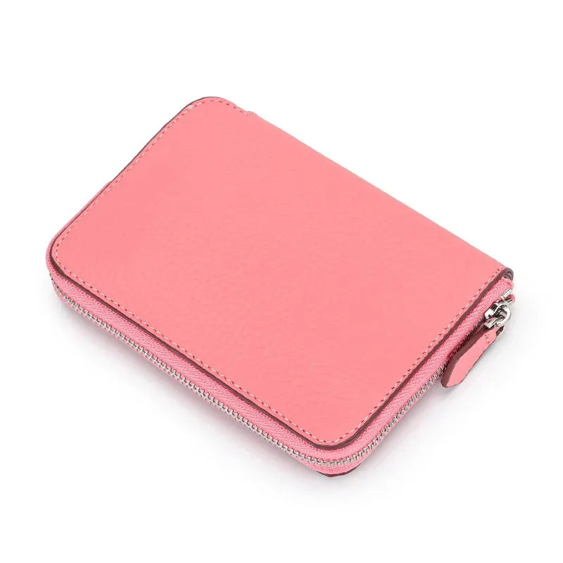 Genuine Leather Short Wallet Women Card Holders Luxury Brand Design Fashion Small Coin Purse Zipper Cowhide Men Slim Money Bag