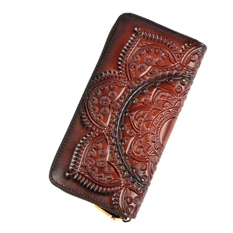 Genuine Leather Wallet Clutch Bag For Women ID/Credit Card Cash Holder Retro Lady Female Real Cowhide Money Bags Wrist Purse