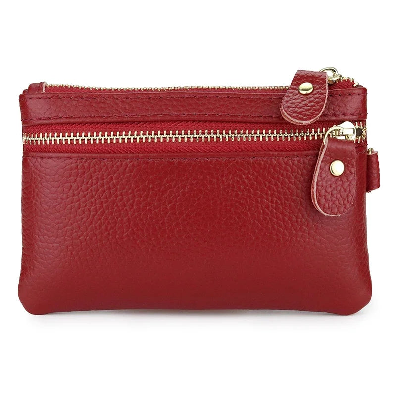 Genuine Leather Wallets Zipper Purse Unisex Car Holders Buckle Male Keychain women Organizer Housekeeper Holde