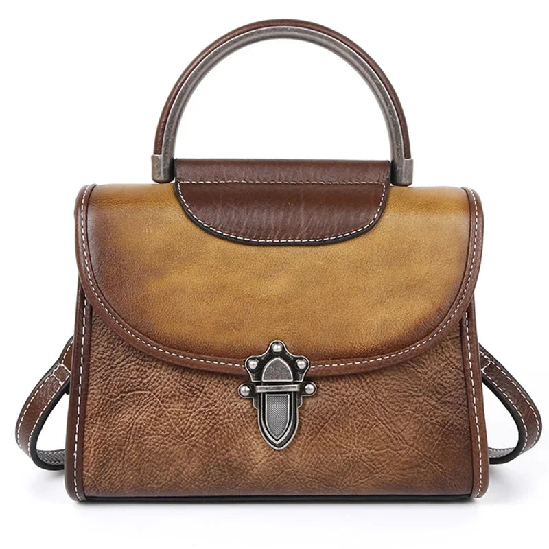 Genuine Leather Women Messenger Cross Body Tote Bags Retro First Layer Cowhide Female Lady Shoulder Top Handle Handbag