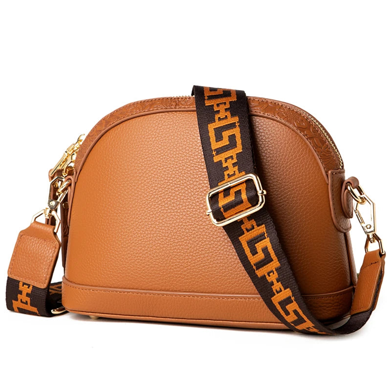 Genuine Leather Women Shoulder Messenger Bags Designer Shell Cowhide Tote Bag for Women 2022 Fashion Luxury Ladies Handbags Sac