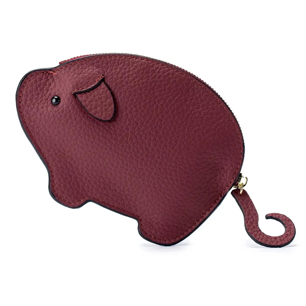 Genuine Piggy Mini Coin Purse Soft Cow Leather Cute Storage Bag