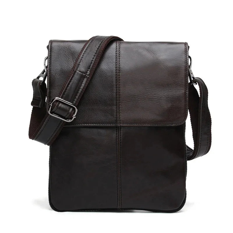 Genuine s Male Cowhide Flap Casual Shoulder Crossbody bag Handbags Messenger Small Men Leather Bag 8613