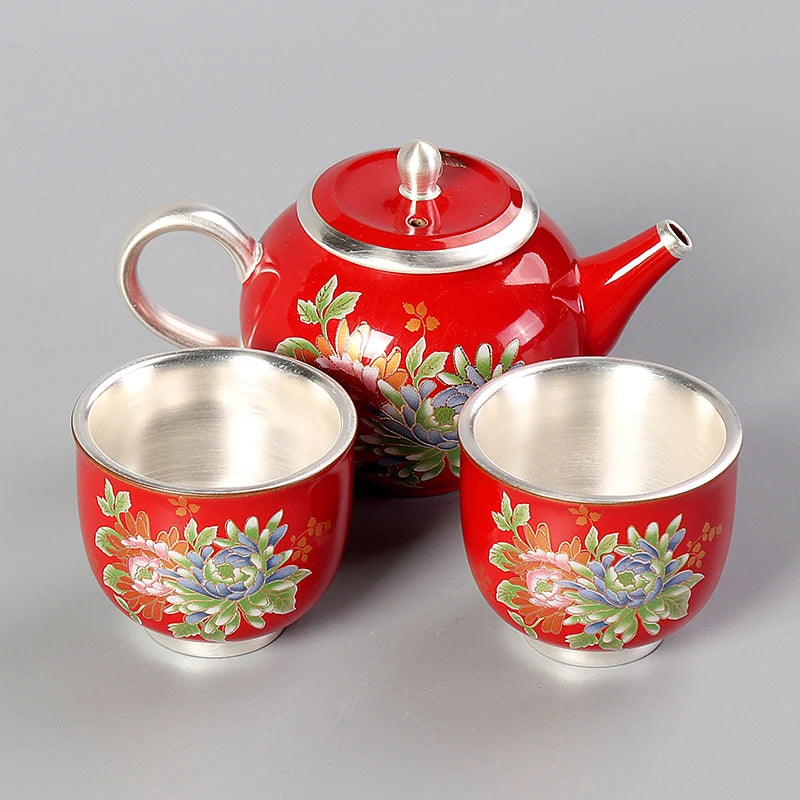 Gilt silver quick guest cup, one pot, two cups, 2 people ceramic Kung Fu Japanese office portable travel tea set