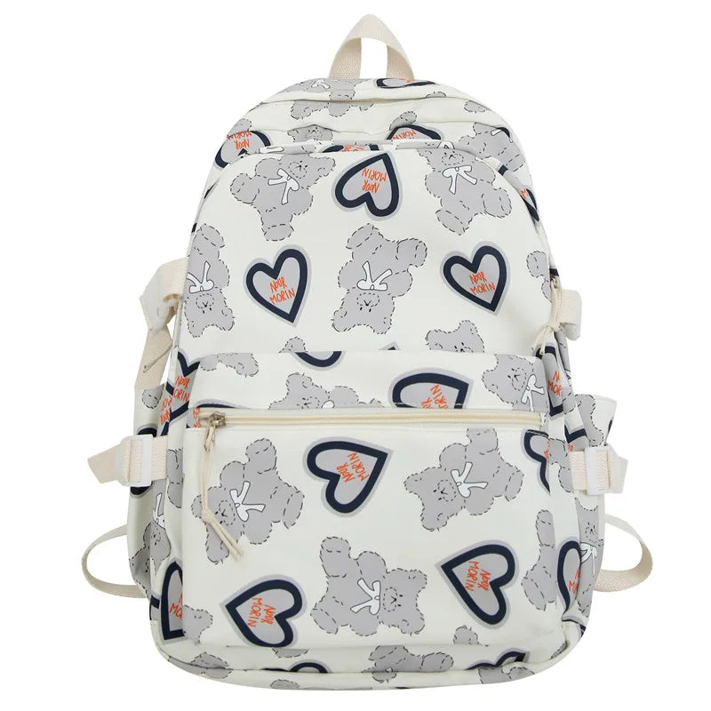 Girl Cute Cartoon Printing Travel Book Ladies Waterproof College Backpack Kawaii Women School Bag Fashion Laptop Female Book Bag
