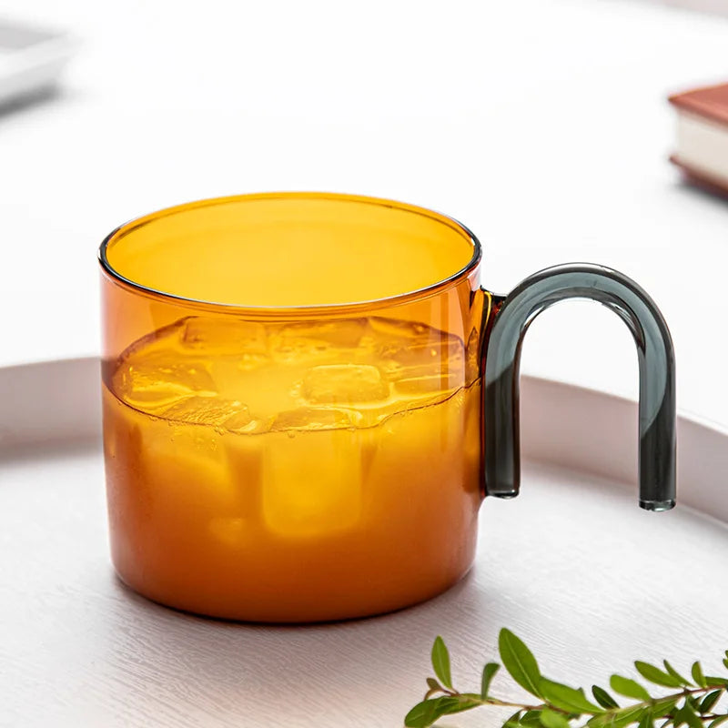 Glass Creative Pouring Mug Heat-resistant Colored Glass Coffee Cup Breakfast Cups Cup for Tea Cute Mugs Free Shipping Glasses