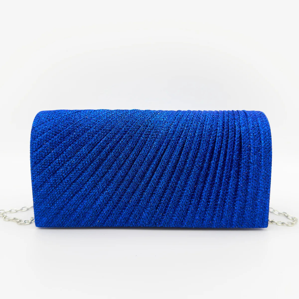 Glitter Envelope Fold Day Clutch for Women Shiny Silver Handbag Fashion Ladies Long Wallet with Chain Evening Bag Party Wedding