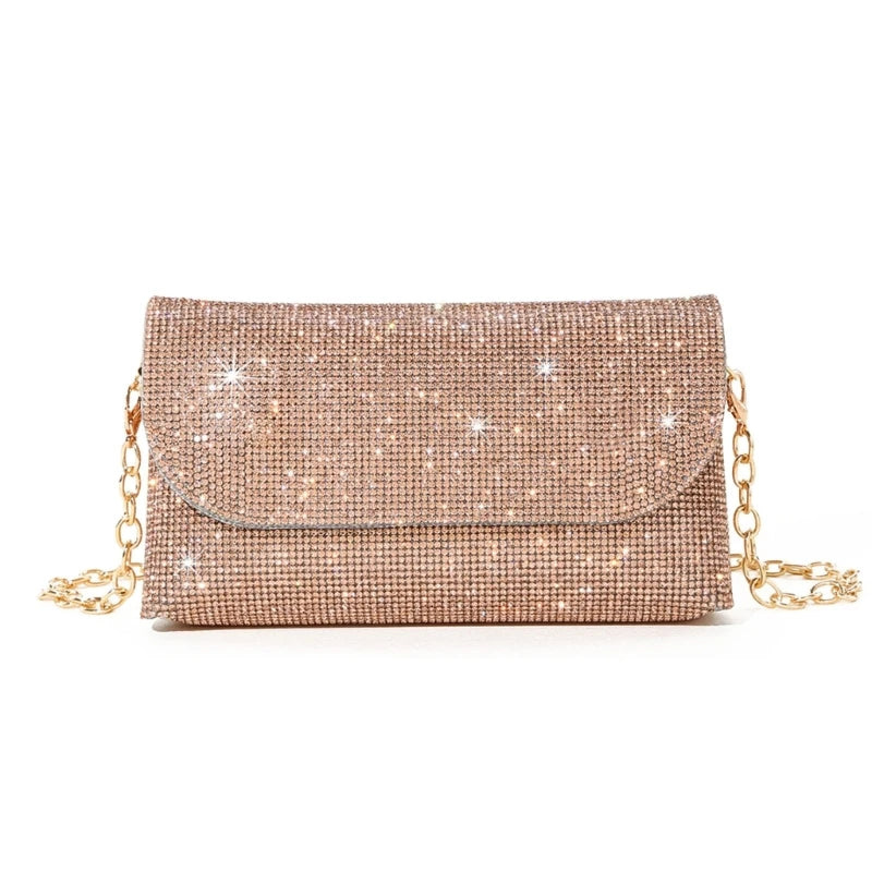 Glitter Evening Bag for Women Wedding Clutch Purse Chain Shoulder Bag Small Party Handbag Crossbody Bag