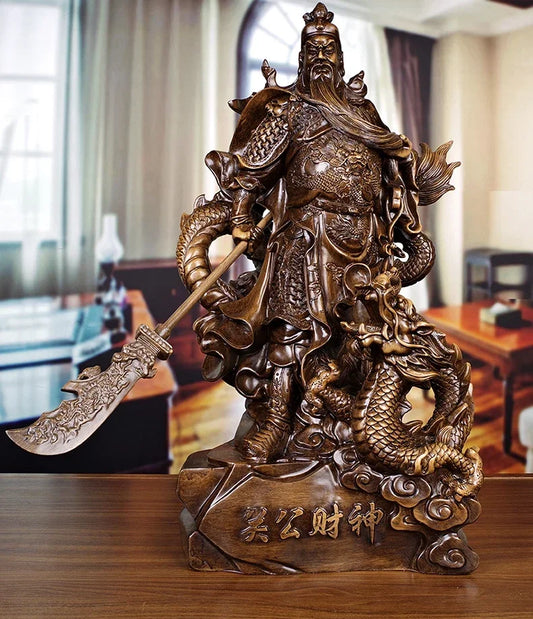 God of Wealth Guan Gong Riding a Dragon Statue Modern resin artwork God of War Guan Yu Home decoration lucky big statue