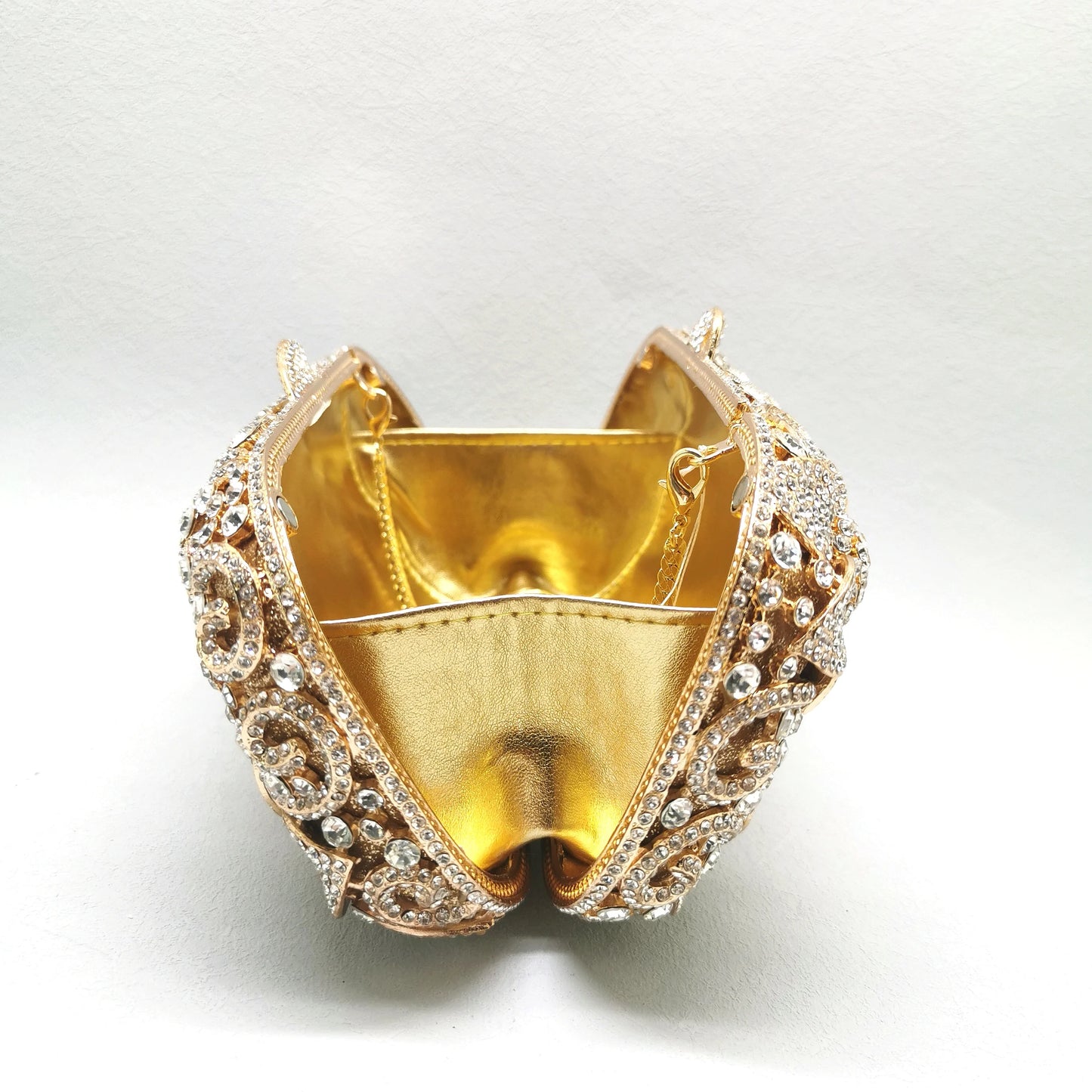 Gold Hollow Out Flower Elegant Clutches Woman Diamond Prom Purse Bridal Dinner Handbag Crystal Wedding Party Floral Evening Bag