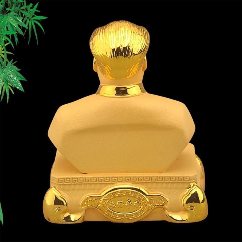 Gold Mao Figure Statue Resin Sculpture- The great chairman of China decorative figurine Home, car ornaments Souvenir