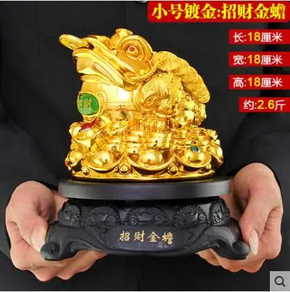 Gold all home deco Feng Shui Three Legged Money Frog Fortune LuckyToad with Chinese Coin Resin Craft Home Decoration accessories