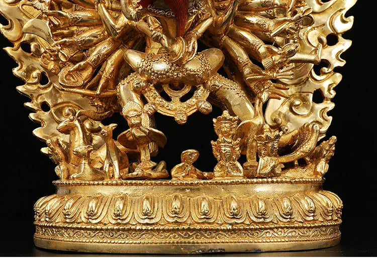 Good LUCK HOME Talisman Protection # Tibetan Buddhism Yamantaka the Buddha Gilding copper statue 34CM