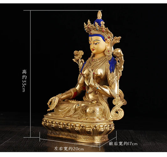 Good LUCK HOME Temple Niches Protection Tibetan Buddhism GOLD Bodhisattva Tara (white ) Guan yin buddha statue 33CM