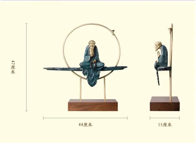 Good LUCK Home office hall lobby TOP Decor ART -Buddhism Dhyana Damo Buddha statue BRASS Hand engraving art sculpture 47CM