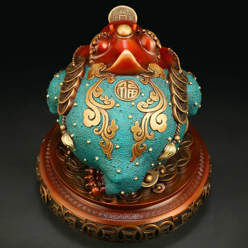 Good Omens Home Shop Company GOOD LUCK BRONZE ZHAO CAI JIN CHAN thriving business money FENG SHUI the Golden Toad Ornament